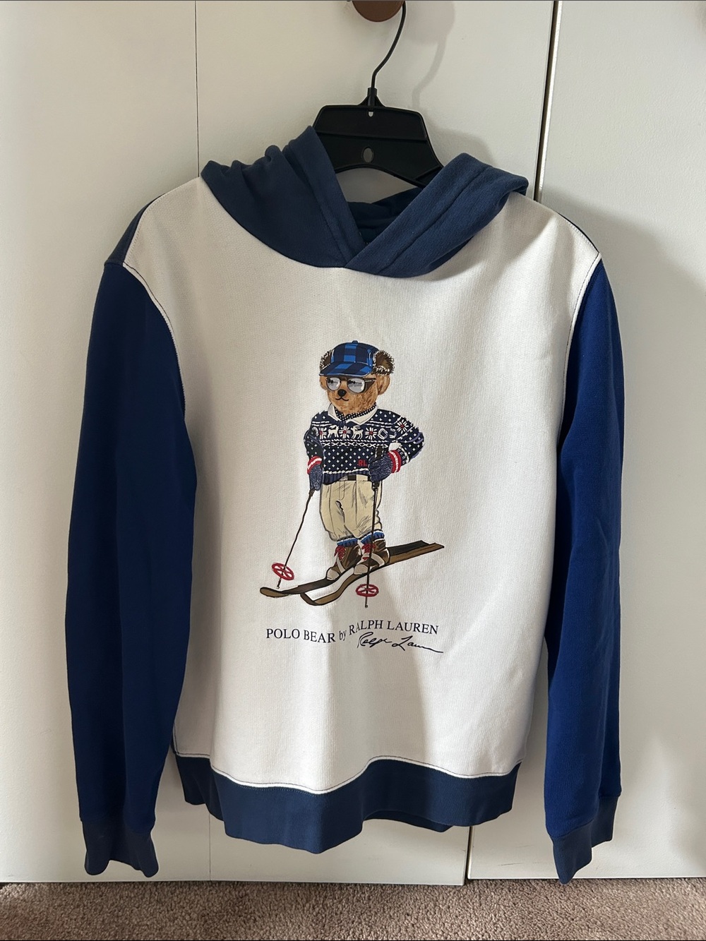 Ralph Lauren Kids Polo Bear Hooded Sweatshirt - Navy & White